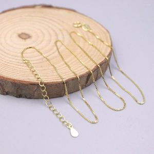 Chains Real Sterling Silver Necklace Women Gold-color Chain 0.7mm 925 Box 16-18inchL Can Be Adjustable