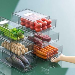 Storage Boxes Bins Der Refrigerator Box Stackable Fridge Organizer For Kitchen Pantry Cabinet Fruit Vegatable Zer 211102 Drop Deli Dh4Uk