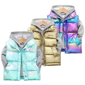 Waistcoat Children Down Vests Boys Girls Spring Warm Coats Kids Clothes Fashion Jackets Teens Cartoon Print Ytterkläder Vest 230313