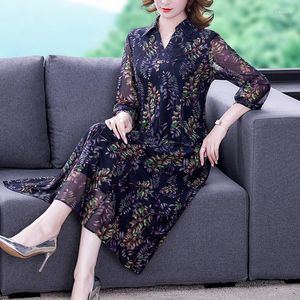 Casual Dresses Dress For Women Party Spring Middle-aged And Elderly Loose Floral Print Vintage Shirt Plus Size Clothing