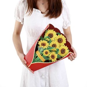 Hediye Kartları Pop up Mükemmel Kağıt Çiçek Buket 3D Daisy Tebrik Kartı Anneler Günü Hediyeleri Z0310