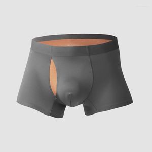 Underbyxor Design Front Holes Pocket Male Panty Bekväm och elegant mäns dubbelsidig 100-tal Modal 60D Nylon Naken Tyg Middle Briefs