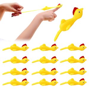 Novelty Catapulted Ejection Chicken Toy Light Rubber Finger Prank Flying Toy Slingshot Chicken Finger Toys Turkey Sticky