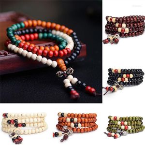 Strand Natural Sandalwood Buddhist Buddha Wood Prayer Beaded Knot Black Ebony Unisex Men Bracelets & Bangles For Women