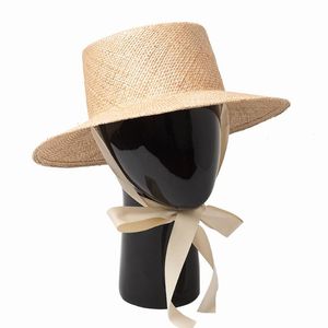 Wide Brim Hats Summer Women Sun Hat With Ribbon Handmade Top Quality Skin-friendly Treasure Straw Gilrs High Natural Flat Beach