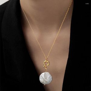 Pendanthalsband minar lyxig överdimensionerad barock sötvatten pärla chokers halsband för kvinnor guld färg växel lås cirkel gåva