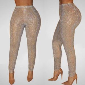 Kadın Pantolon Capris Sexy Women Bodycon Clubwear Sequar Sparkle Glitter Pantolon Yüksek Bel Elastik Pırlanta Kadın Moda Sonbahar Bayanlar W