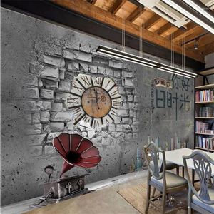 Wallpapers Hello Old Time Gray Cement Wall Industrial Decor Wallpaper Mural 3D Restaurant Bar Cafe Background Paper Cloth