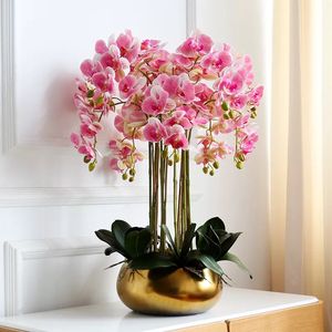 装飾的な花の花輪人工蘭の花のアレンジPUリアルタッチハンドフロアテーブルデコレーションホーム高品質の花束なし230313