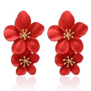 Dangle Chandelier Creative Fashion Hot Earrings European And American Personality Trends Multicolor Double Flower Earrings Simple Sweet Earrings G230313