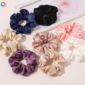 Satin Scrunchies Solid Color Ribbon Silk Hair Rope Korean Ponytail Holder Hair Ties Headwear Soft Elastic Hairband Hair Accessories 1914