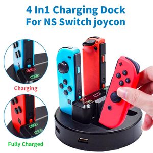 4in1 Laddningsdocka med LED för Nintendo Switch Joy-con Controller Stativ Laddningsstation för Nintendo Switch