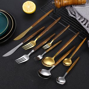 Dinnerware Sets Stainless Steel Cutlery Set Portable Designer Kitchen Fork Spoons Ustensiles Dinner Western Assiettes Tableware OA50DS