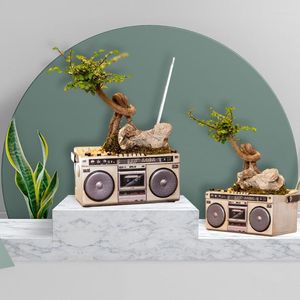 Vaser Creative Tape Recorder Potted Decoration Harts Flower Pots Home Decorat Crafts Living Room Desktop Ornament