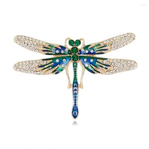 Broschen Email Dragonfly für Frauen Strassstein Insekt Broschen Schal Revers Pins schöner Mantelzubehör Schmuck Schmuck