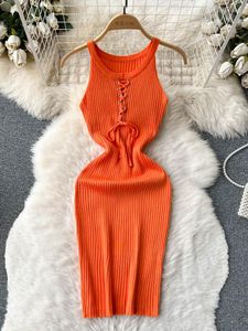 Sukienki swobodne Ins Fashion Streetwear Pakiet biodra seksowna mini sukienka kobiet 2023 Summer dzianin bandage bodycon vestidos lady tank