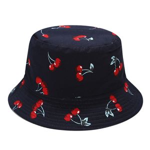 Mode unisex dubbelsidig frukt full tryck fiskare hatt för män kvinnor bred grim hatt utomhus strand solskydd mössa