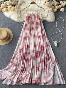 Casual Dresses Boho Pink Off Shoulder Suspender Dress Women Summer Loose Big Swing Beach Style Super Fairy Chiffon