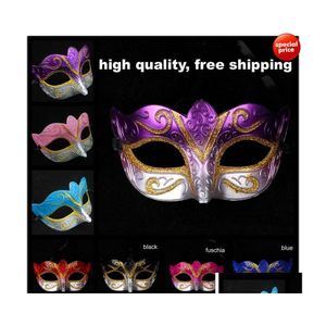 Máscara de festa máscaras venezianas máscaras Halloween Sexy Carnival Dance Cosplay Casamento Fancamente Casamento Mistura de Cores Droga Eventos de Droga Os suprimentos DHHQD