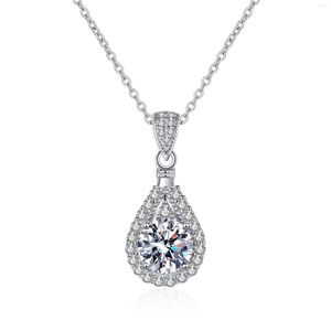 Kedjor 925 Sterling Silver Women Necklace 1CT 2CT Moissanite Diamond Exquisite CollarBone Chain Plated With PT950 Gold Luxury Jewelry