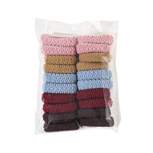 20pcs/set Solid Color Ribbon Wrinkle Thick Towel Women Hair Bands High Elasticity Rubber Bands Link Rope Hair Accessories Cotton Hair Ties 1903