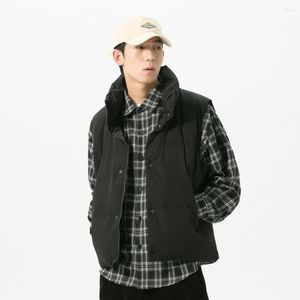 Tanque masculino tampo masculino de outono de inverno de inverno casual cistas adolescentes stand stand colar jacket sem mangas simples e preto gilet engross quente colete quente macho