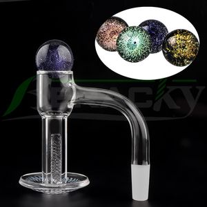 Beracky Full Weld Smoking XL Terp Slurper Quartz Banger Beveled Edge Heady Nails With Dichro Glass Caps And Solid Quartz Pillars For Glass Water Bong Dab Rig Pipes