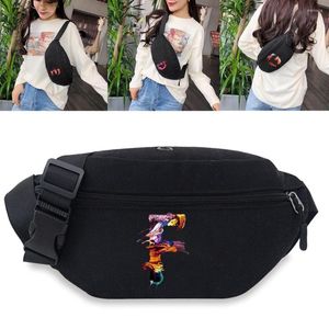 Midjesäckar Fashion Outdoor Bag Paint Letter Print Bum Running Jogging Belt Pouch Zip Fanny Pack Mobiltelefon Bröstväska