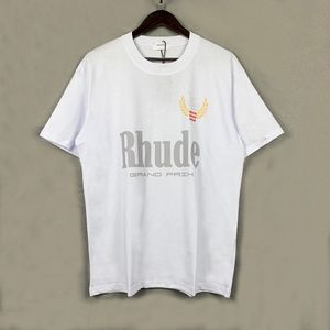 Весеннее лето футболка Rhude Man T Roomts Women Tees Skateboard Негабаритный футболка с коротким рукавом футболка с коротким рукавом