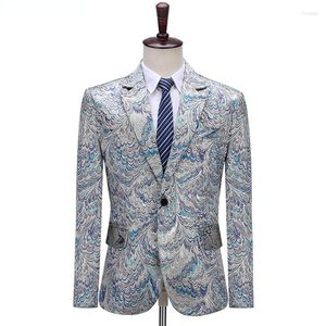 Abiti da uomo elegante giacca jacquard tuta da uomo un pulsante blachers blazer maschile per la festa della festa da matrimonio costumi