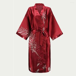 Kvinnors sömnkläder högkvalitativt silkekväll Kvinnors lösa klänning Silkeslen långärmad badrockbröllop Brud Robe Sleeprobe