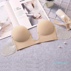 Yoga Outfit Invisible Push Up Bra Strapless Bras Dress Wedding Party Sticky Self-25 Silicone Brassiere Breathable Deep U Underwear