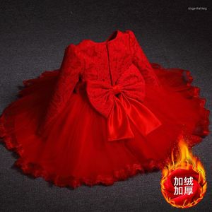 Vestidos de menina lã de inverno de manga longa de 1 a 10 anos vestido casual para roupas de bebê flor princesa natal infantil vestido