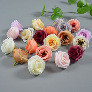 100PCS 5CM Artificial Silk Vintage Retro Rose Camellia Japonica Flower Head Bud For Diy Apparel Headwear Decorative Accessory Wedding Decor