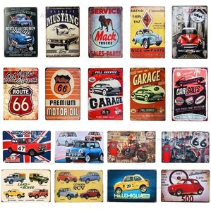 Vintage Motor Oil Metal Tin Znaki Mustang Motorcycle Metal Sign Garaż Garaż Route 66 Poster Puber Pub Club Decor Wall Plaque Spersonalizowany dekoracje artystyczne 30x20 cm W01