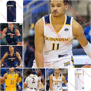 Maglia da basket Quinnipiac Bobcats cucita personalizzata Quinn Guth Luis Kortright Elijah Taylor JJ Riggins Ike Nweke Paul Otieno Mens college Quinnipiac Jerseys