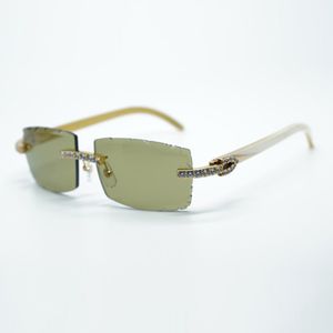 XL-Diamant-Cool-Buffs-Sonnenbrille 3524031 mit naturreinweißen Büffelhornbeinen und 57-mm-geschliffenen Gläsern