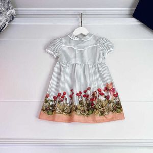 23SS Designer Brand Brand Kids Dress Doglar Design Floral Fairy Print Hem Chefon Play