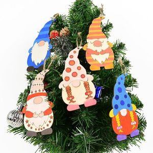 Julekorationer 10st/set trähängen Xmas Tree Hängande ornament Diy Wood Crafts For Home 2023 Year DecorChristmas