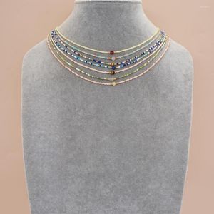 Kedjor go2boho natursten halsband miyuki fröpärlor för kvinnor rostfritt stål hummer halskedja modesmycken