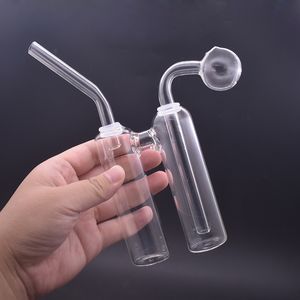 Double Barrel Recycler Smoking Water Pipe Detachable Glass Oil Burner Bong High Quality Dab Rig Ash Catcher Bong with Big Size Oil Burner Pipes