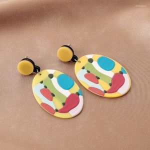 Dangle Earrings Abstract Irregular Line Colorful Oil Painting Style Cute Sweet Acrylic For Women Accessories