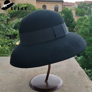Stingy Brim Hats Crushable Dress Fedora Women Vintage Style Hat 100% Pure Wool Felt Hat Black Grey Wide Brim Fedora Hat With Simple Band 230314