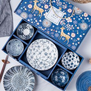 Geschirr-Sets, Geschenk-Schüssel-Set, Großhandel im japanischen Stil und Haushaltskeramik-Geschirr, kreativ, Retro, exquisiter Löffel, Teller, Box