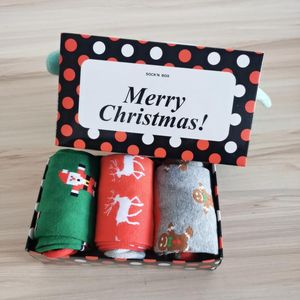 Calzini da uomo 3 paia Una scatola Set natalizio Amici Famiglia Colleghi Anno regalo Disponibile Abito da uomo in cotone