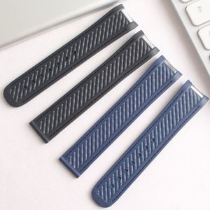 20mm - 18mm Rubber Watchband 18mm Folding Clasp Strap for Omega 300 Wirstwatch