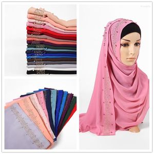 Abbigliamento etnico Diamanti dorati Chiffon Indonesia Hijab Sciarpa Shinny Foulard musulmano Silenziatore con strass di lusso Scialle lungo Avvolge islamico