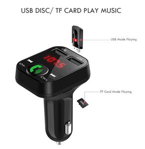 Novo kit de carro HandsFree Wireless Bluetooth Fast Charger FM Transmissor LCD MP3 Player Charger USB 2.1a Receptor de áudio semeado