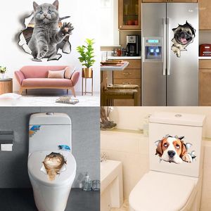 Duvar Çıkartmaları Yaratıcı Tuvalet 3D Sticker 2023 Moda Güzel Hayvan Pvc Banyo Duvar Kağıdı İçin Su Geçirmez Çıkartma