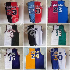 CUSTOM Split Two Retro Stitched Basketball Allen Iverson Vince Carter Ja Morant Stephen Curry Kevin Durant Bird Duncan Jersey Top Quality